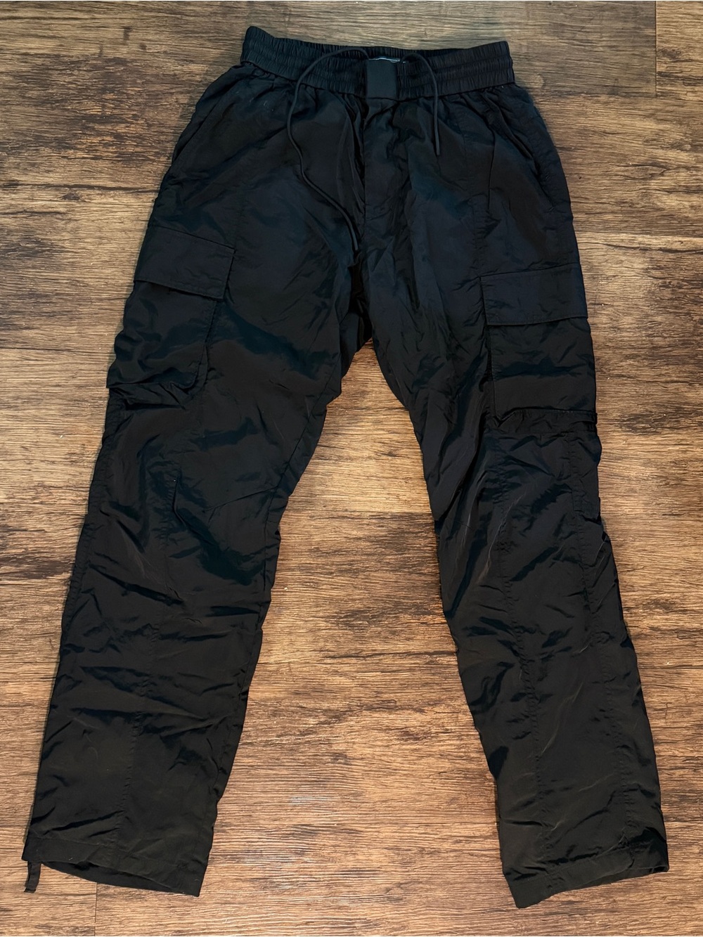 Kith Black Men's Nylon Cargo Pants with Drawstring Waist